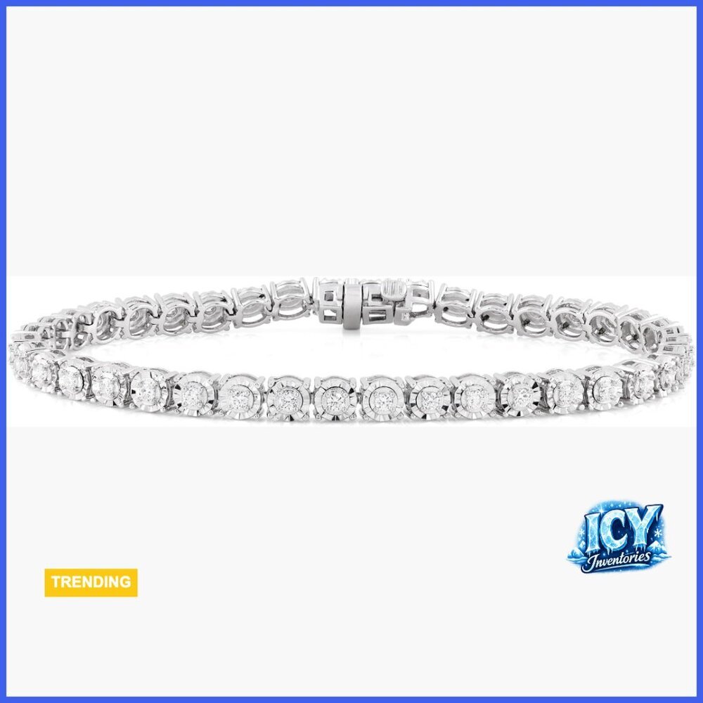 Lab Grown Diamond Tennis Bracelet Sterling Silver 7 Inches
